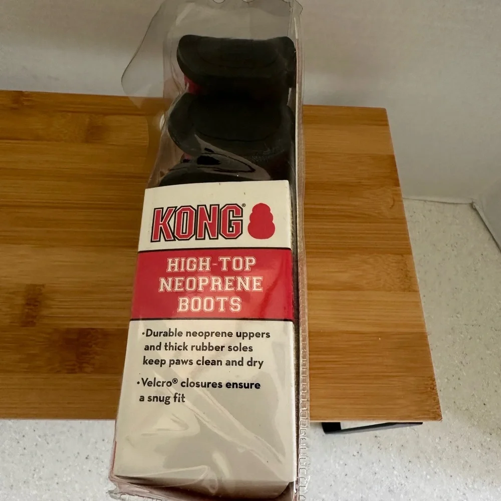 KONG Neoprene Dog Boots - Red & Black. Set of 4. Size Small.